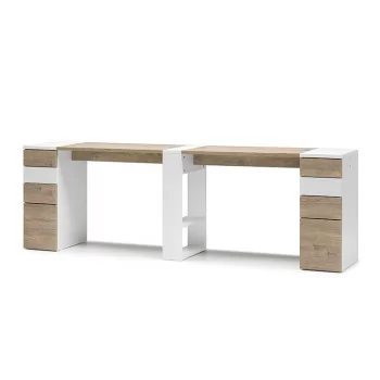 NAILS TABLE with double shelf in oak