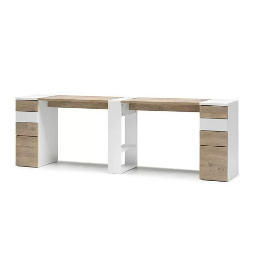 NAILS TABLE with double shelf in oak