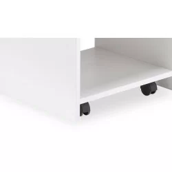 White wooden trolley with swivel wheels