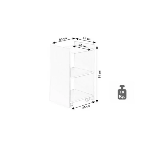 White wooden trolley with swivel wheels