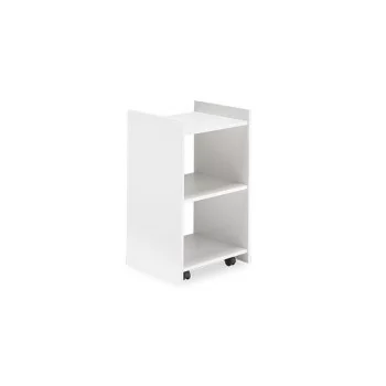 White wooden trolley with swivel wheels