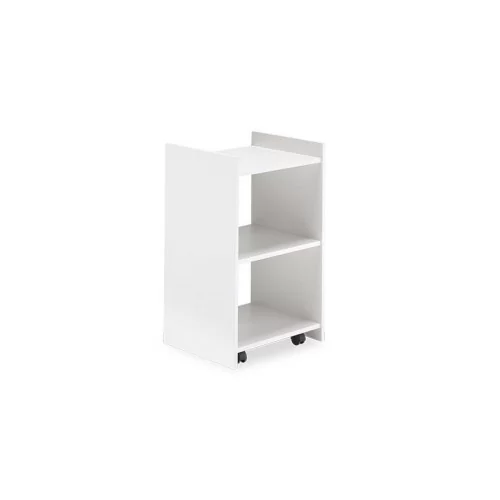 White wooden trolley with swivel wheels
