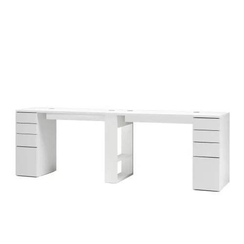 NAILS TABLE with double shelf in oak